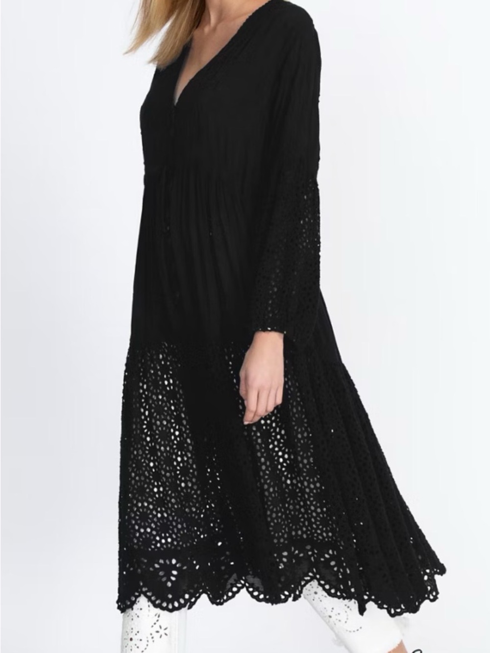 Johnny Was Jupiter Mosaic Black Eyelet Kimono L